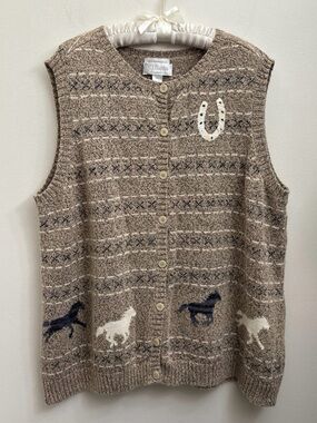 CJ Banks 2X horse sweater vest (hand embroidered)